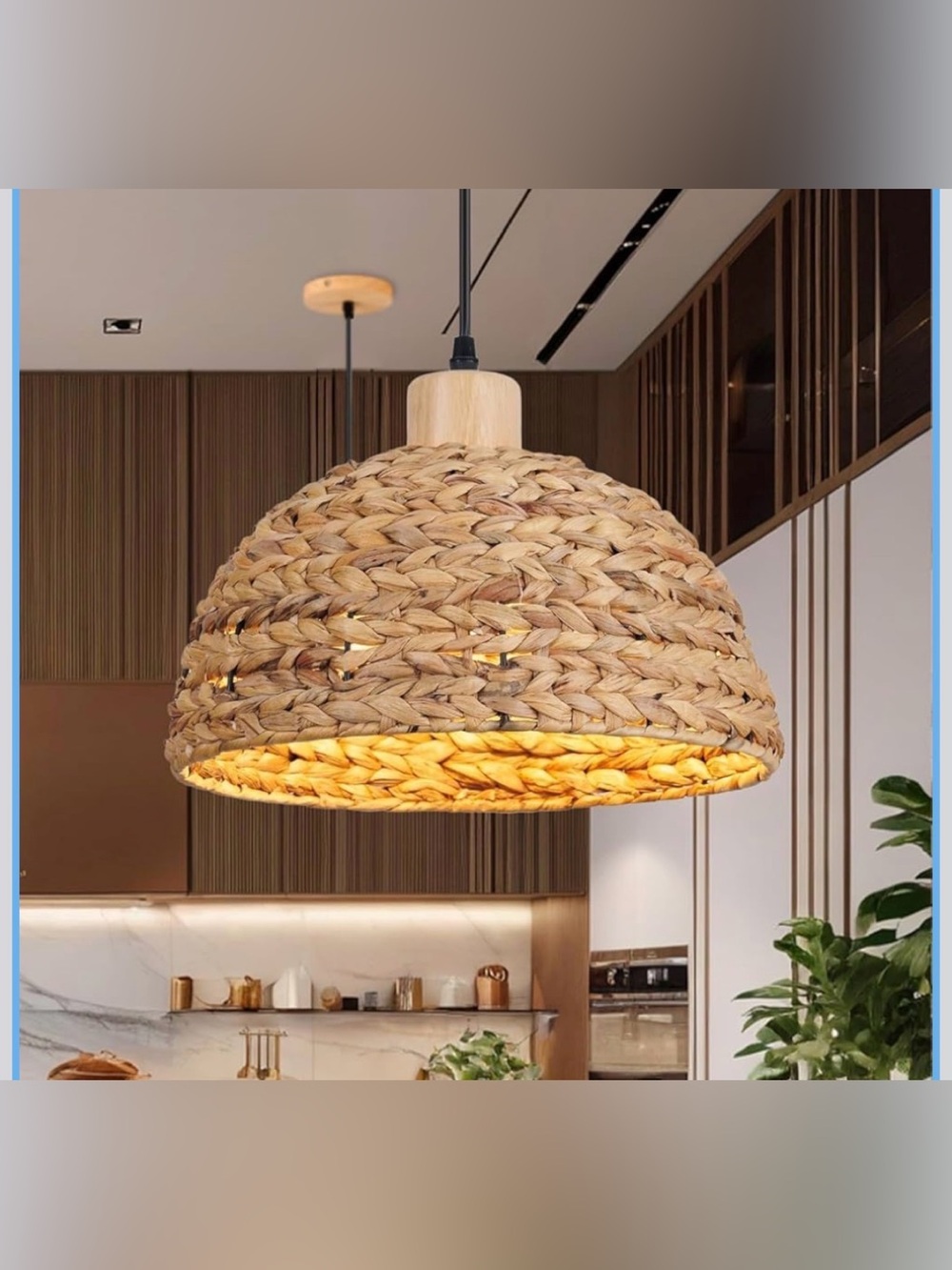 NIB 12" Boho Rattan Pendant Lights 1-Light Hand Woven Pendant Light